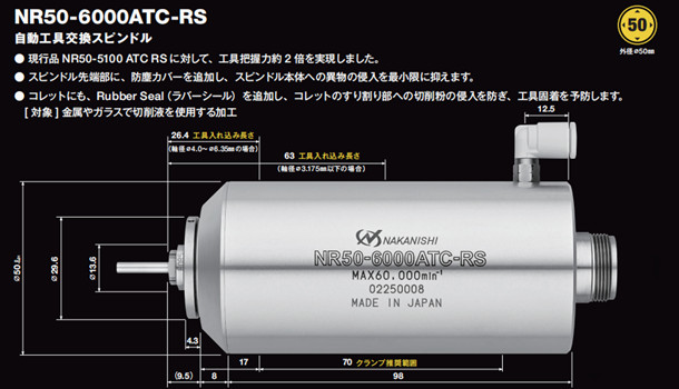 自动换刀主轴NR50-6000ATC-RS