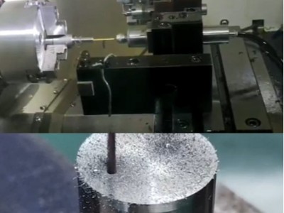 60000转高速电主轴加工电磁纯铁钻1.5mm深15mm孔
