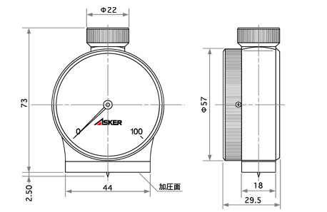 日本ASKER橡胶硬度计D型尺寸图 
