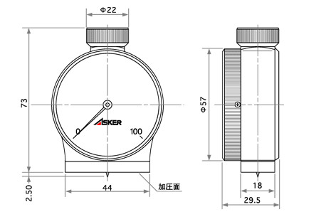 日本ASKER橡胶硬度计D型尺寸图