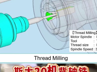 斯大20机背轴铣内螺纹，1um精度高频铣表面效果好
