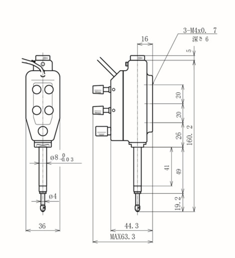 日本西铁城界限器4B-5尺寸图 