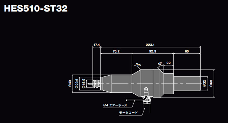 日本NAKANISHI高速主轴HES510-ST32尺寸图