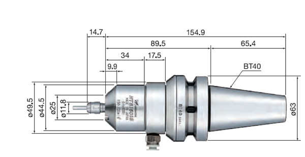 HTS1501S-BT40气动主轴尺寸图