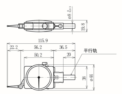 西铁城CITIZEN杠杆测微器1T-100D尺寸图 
