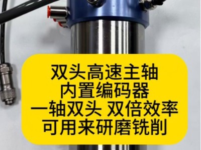 <i style='color:red'>双头高速主轴</i>，内置编码器，一轴双头，双倍效率，可用来研磨铣削