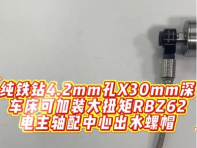纯铁钻4.2mm孔X30mm深，车床可加装大扭矩<i style='color:red'>rbz62电主轴</i>配中心出水螺帽