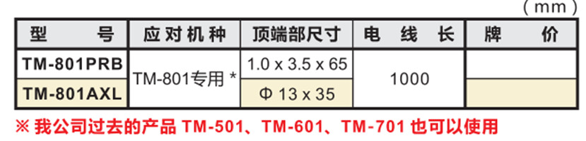 高斯计探头TM-801PRB尺寸图