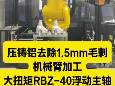压铸铝去除1.5mm毛刺,机械臂加装大扭矩<i style='color:red'>rbz-40浮动主轴</i>去除