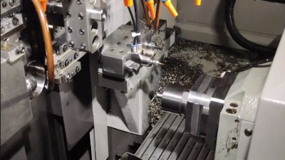 津上BO205走心机铣黄铜，背轴加装8万转高频铣